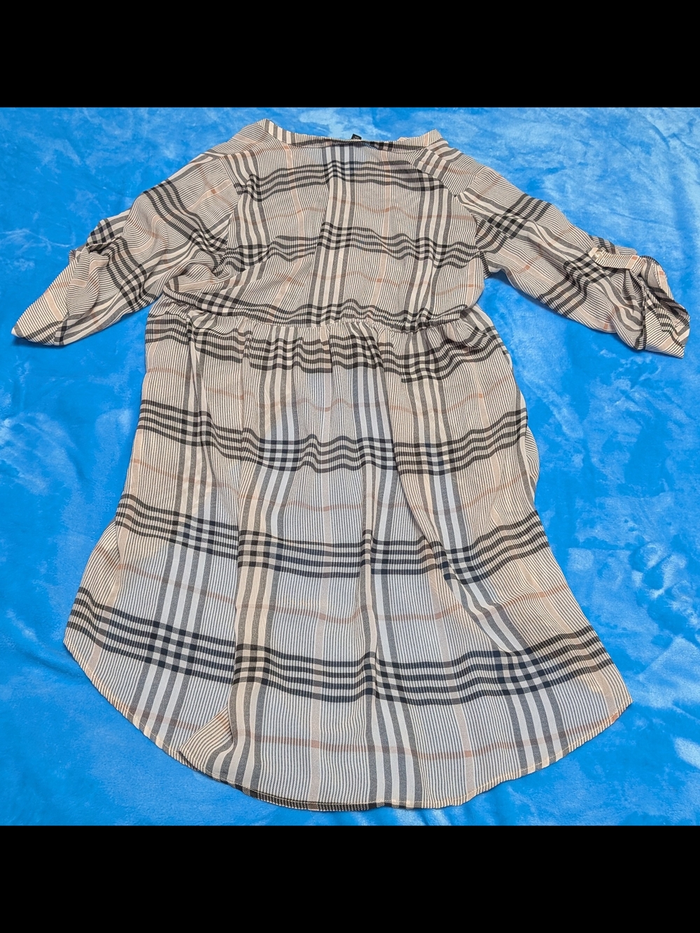 🖤 Beige & Black High-Low Plaid Button Dress 🖤 - Picture 2 of 3